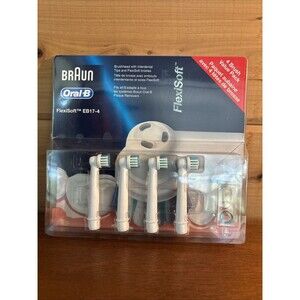 4 ORAL-B Flexisoft Replacement Toothbrush Tooth Brush Heads SOFT EB 17-4